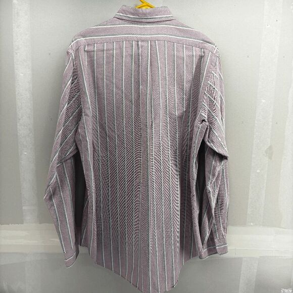 Vintage Ralph Lauren Pastel Red Green Striped 90s Mens Size Large Button Up EUC - Picture 3 of 5